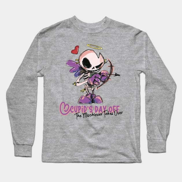 Cupid's Day Off, The Mischiever Takes Over Long Sleeve T-Shirt by Pepper Pixels
